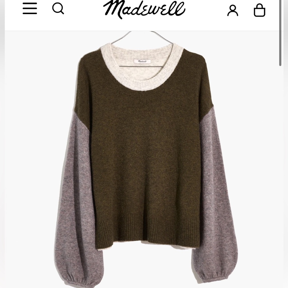 Madewell Colorblock Payton Pullover Sweater in Coziest Yarn Size Small